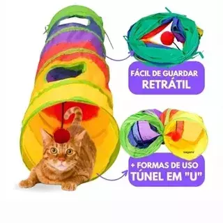 Brinquedo Para Pets Túnel Labirinto Para Gatos Colorido Top Divertido