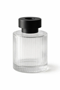 DIFUSOR VIDRO CILINDRO CANELADO C TAMPA PRETA 150ML