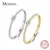 Anel Feminino Modian Prata 925 – Estilo Minimalista com Pedra Quadrada Clara e Detalhes em Ouro - loja online