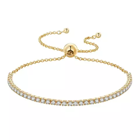 Bamoer pulseira de tênis clássica cz banhada a ouro 18k para mulheres, pulseir