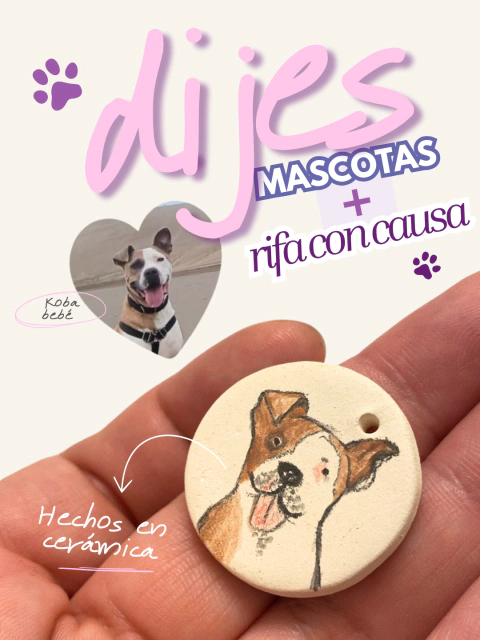 Dijes personalizados mascotas en cerámica + Rifa