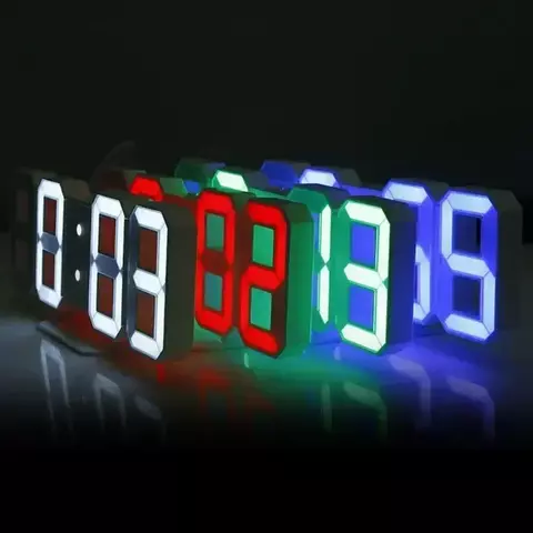 3D LED Digital Despertador, Relógio de parede, Horários, Dados, Temp., Casa