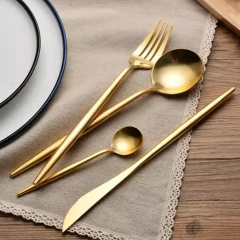 Talheres de aço inoxidável dourado 24 peças - comprar online