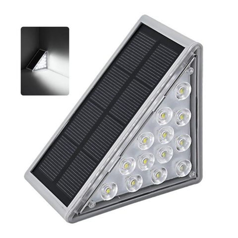 Aplique Solar LED Triangular para Escaleras - Luz Cálida, Automático e Impermeable