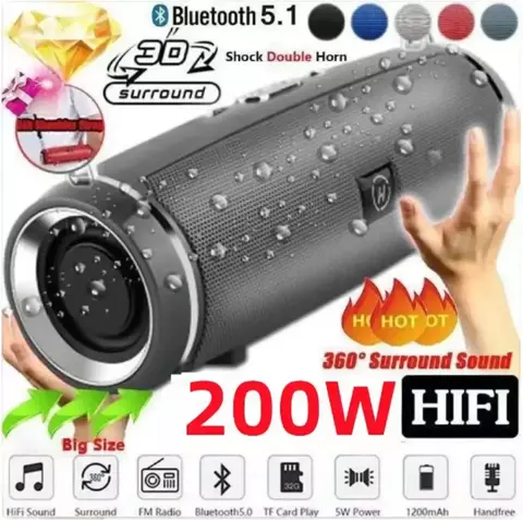 caixa de som portátil 200w bluetooth alto-falante ipx7 à prova dwaterproo