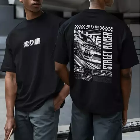 Camiseta Básica Masculina GuGi Estampa Street Racer Drift Manga Curta Conforto