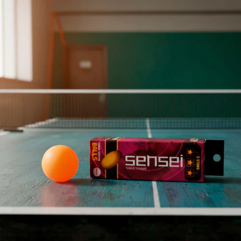 Pelotas De Ping Pong - 3 Estrellas - Caja 3 Unidades Sensei