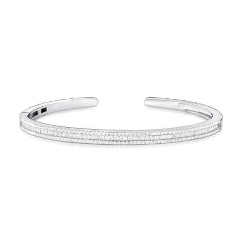 Bracelete em Prata 925 com Cristais Quadrados e Zircônias