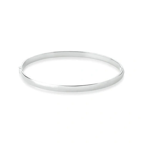 Bracelete Algema Liso Banhado a Ródio