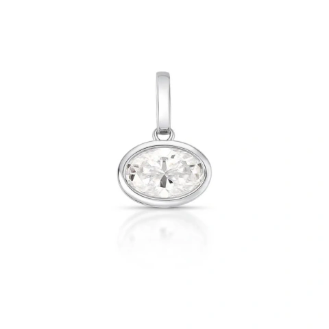 Pingente com Moissanite Oval em Prata 925