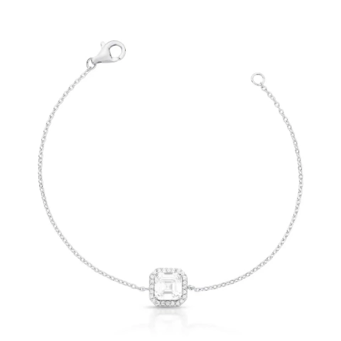 Pulseira Cristal Quadrado com Zircônias Prata 925