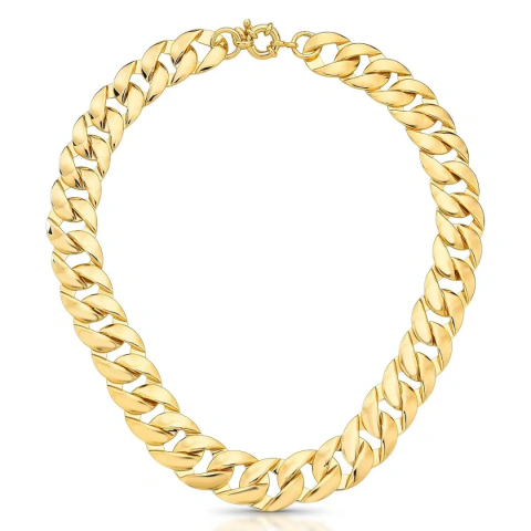 Colar Elos Groumet Lisos Banhado a Ouro