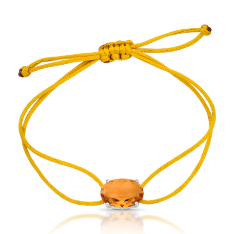 Pulseira Regulável Fio Encerado com Cristal e Prata 925 - Sheila Ward