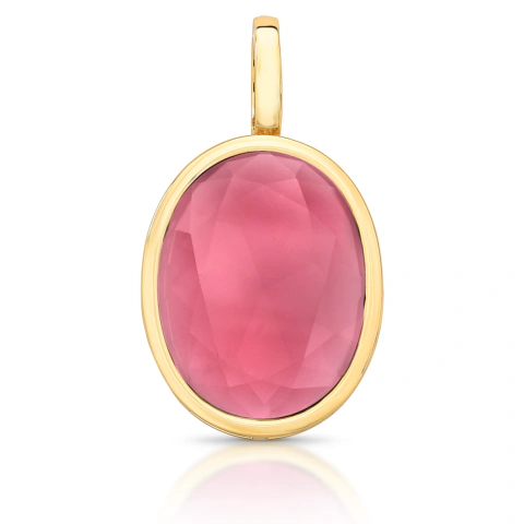 Pingente em Cristal Oval com Fecho Banhado a Ouro
