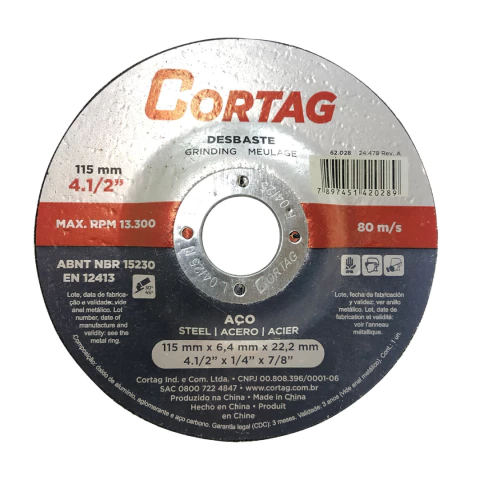 Disco De Desbaste 115mm 62.028 80m/s - Cortag