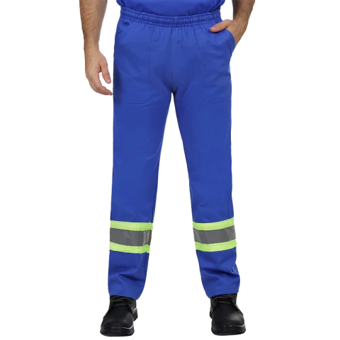 Calça De Brim Azul Royal c/ Faixa Refletivo Verde - Hope EPI