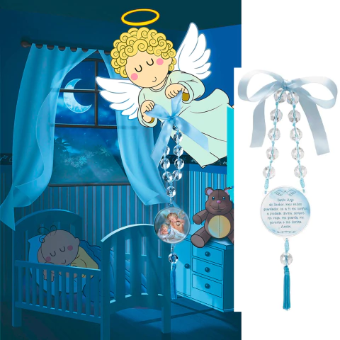 Dezena de Porta/berço Infantil 21mm Anjo da Guarda Azul