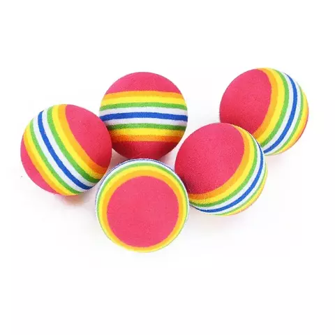 Brinquedo Interativo Arco-Íris EVA para Gatos e Cães – Bola com Chocalho e Mordedor
