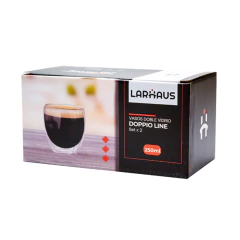 Pack de 2 Tazas Doble Vidrio Larhaus Doppio Line 250 ml en internet