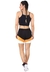 Cropped Preto + Shorts Com Faixas Preto Com Branco e Amarelo Conjunto Fitness | REF: LX052 - GKM Fitness