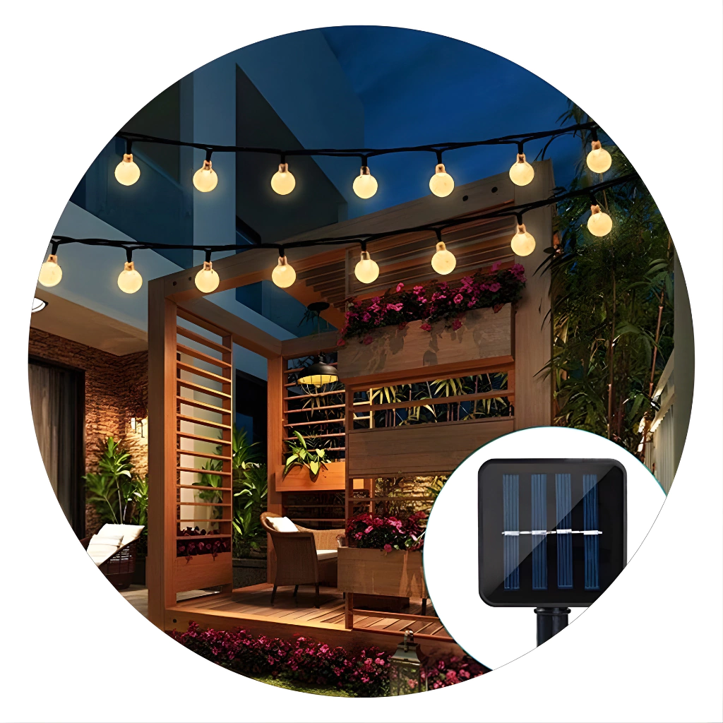 Varal de Luzes Solar Bola de Cristal – 5 Metros – Decoração Mágica e Autônoma