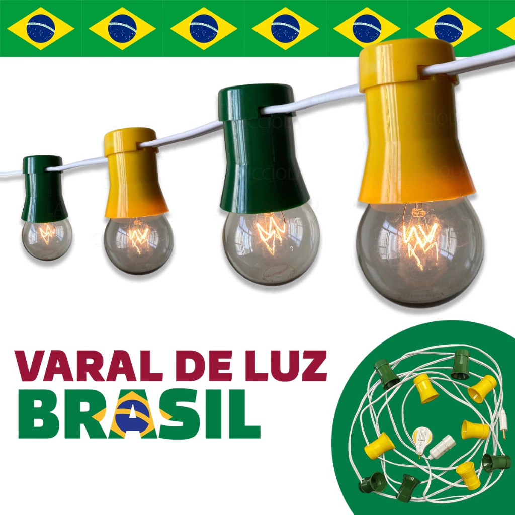 Varal De Luzes Brasil Copa do Mundo (Sem Lâmpadas)