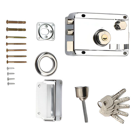 Fechadura de Sobrepor Cromada com Trinco e 5 Chaves