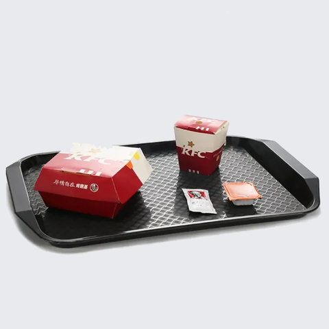 Kit com 10 Bandejas 3D Reforçadas para Restaurante Self Service 43x30cm – Preto