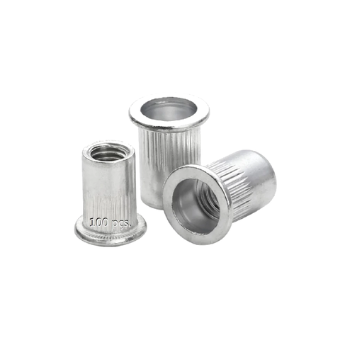 Kit com 100 Porcas Rebite de Rosca M3 em Aço Inox 304