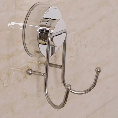 Porta-Toalha Duplo com Ventosa Sem Furo – Acabamento Cromado