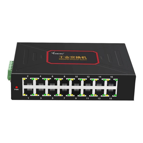 Switch Industrial 16 Portas Fast Ethernet 10/100 DIN Rail Diewu