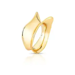 anel dourado organico, anel gota aberto grande, anel contorno dourado