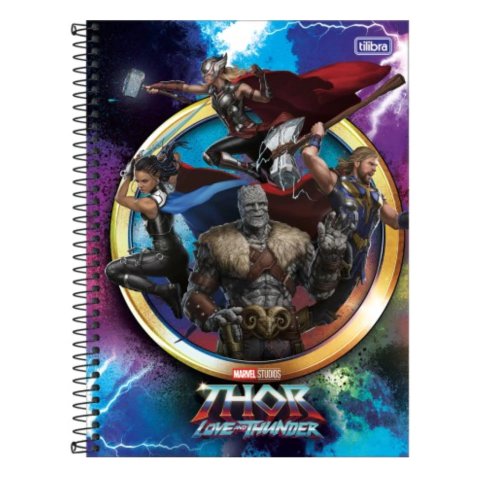 Imagem do CADERNO ESPIRAL CAPA DURA UNIVERSITÁRIO 1 MATÉRIAS THOR LOVE AND THUNDER 80 FOLHAS