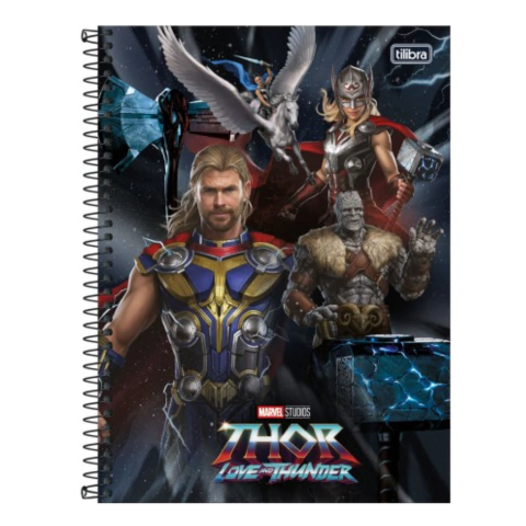 CADERNO ESPIRAL CAPA DURA UNIVERSITÁRIO 1 MATÉRIAS THOR LOVE AND THUNDER 80 FOLHAS - loja online