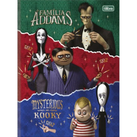 CADERNO BROCHURA CAPA DURA UNIVERSITÁRIO FAMÍLIA ADDAMS 80 FOLHAS - TILIBRA - loja online