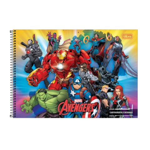 CADERNO DE CARTOGRAFIA E DESENHO ESPIRAL CAPA DURA AVENGERS 80 FOLHAS na internet