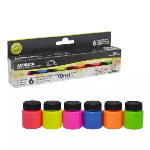 TINTA ACRILICA NEON 10ML CX/6CORES - ACRILEX - comprar online