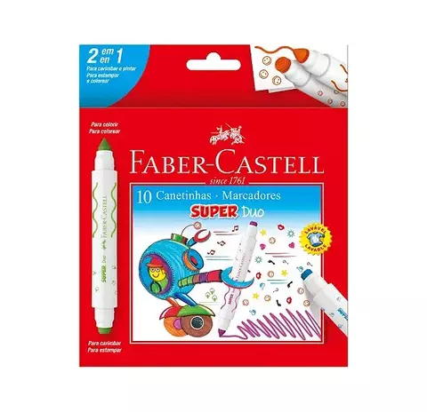CANETINHA HIDROGRÁFICA FABER-CASTELL SUPER DUO 10 CORES - comprar online