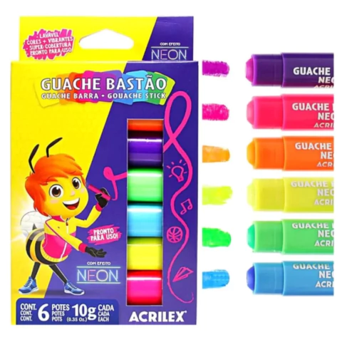 GUACHE EM BASTÃO 6 CORES- ACRILEX na internet