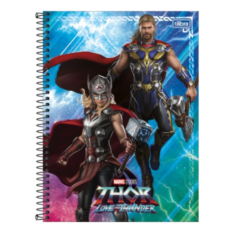 CADERNO ESPIRAL CAPA DURA UNIVERSITÁRIO 1 MATÉRIAS THOR LOVE AND THUNDER 80 FOLHAS - Papelaria Giga