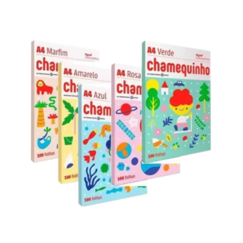 PAPEL SULFITE CHAMEQUINHO 100 FOLHAS COLORIDAS