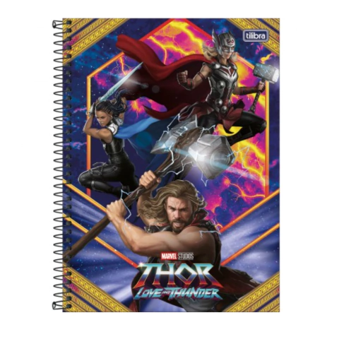 CADERNO ESPIRAL CAPA DURA UNIVERSITÁRIO 1 MATÉRIAS THOR LOVE AND THUNDER 80 FOLHAS na internet