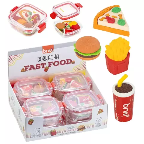 BORRACHA MARMITINHA FAST FOOD C/ 4 UNIDADES - BRW