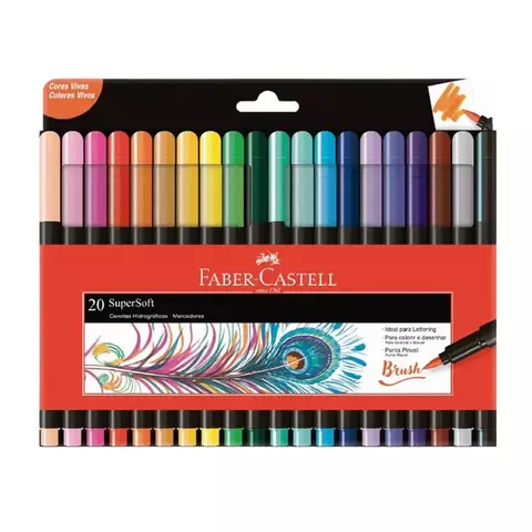 CANETINHA HIDROGRÁFICA FABER-CASTELL SUPERSOFT BRUSHPEN 20 CORES - comprar online