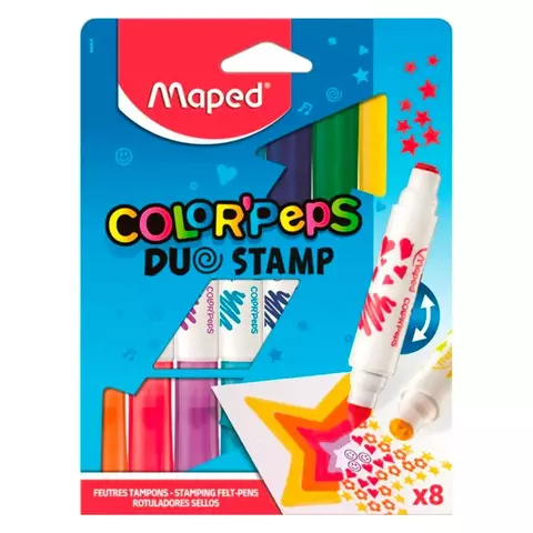 CANETINHA HIDROGRÁFICA COLOR'PEPS DUO CARIMBO CAIXA COM 8 CORES - MAPED - comprar online