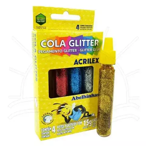 COLA GLITTER 4 CORES 15G ACRILEX - comprar online