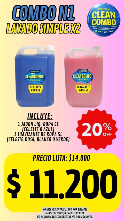 COMBO1: LAVADO SIMPLE X2