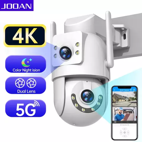 Jooan 4k 8mp hd wifi câmera ptz ao ar livre 5g wifi lente dupla câmeras ip de