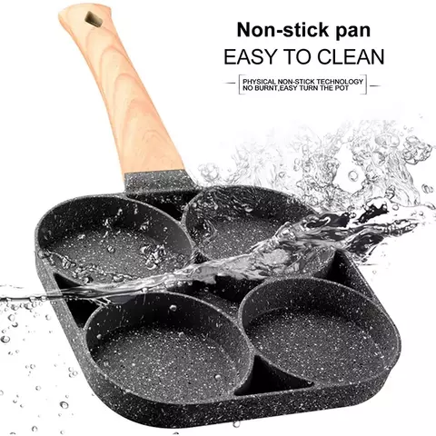 Panela para fritar com 2/4 buracos, frigideira espessada para omelete, antiadere