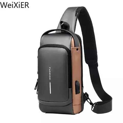 Multifuncional masculino anti-roubo usb bolsa de ombro homem crossbody corpo via